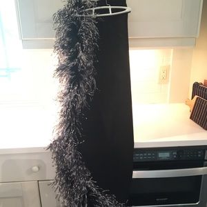 Stunning black knit cape with feather trim